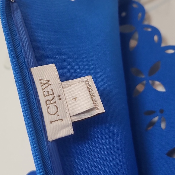 J. CREW Blue Laser Cut-Out Scallop Edge Sleeveless Midi Dress - Picture 6 of 10